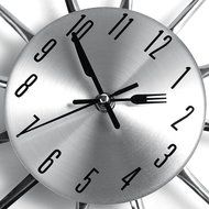 ETHAHE Fashion Fork &amp; Knife Kitchen Clock Sliver N4