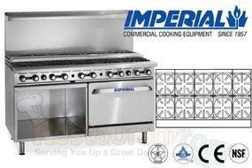 Imperial Commercial Restaurant Range 60&quot; With 10 Step Up Burner Oven/Cabinet Propane Ir-10-Su-Xb