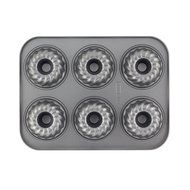 Cake Boss Novelty Nonstick Bakeware 6-Cup Round Cakelette Pan, Gray N13