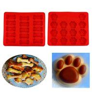 Sinospore Puppy Paws &amp; Bones Silicone Baking Molds-pan-ice Trays Set of 2 N2