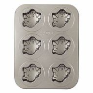 Cake Boss Novelty Nonstick Bakeware 6-Cup Round Cakelette Pan, Gray N14