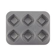 Cake Boss Novelty Nonstick Bakeware 6-Cup Round Cakelette Pan, Gray N16