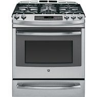 GE P2S920SEFSS Profile 30" Stainless Steel Dual Fuel Slide-In Sealed Burner Range - Convection