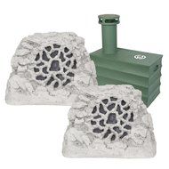 SpeakerCraft Boom Tomb 10" In-Ground Subwoofer with Ruckus 8 One Rock Landscape Speaker - Pair (Granite)