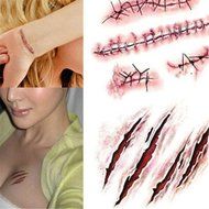 GUAngqi 10pcs Wounds Temporary Tattoos Halloween Zombie Scars N8