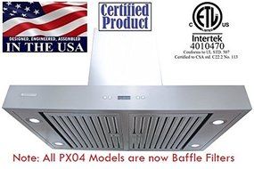 XtremeAir PX04-I36 Island Mount Range Hood with 900 CFM Swing-able Flat Filters, 36" N7