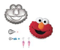 Wilton Elmo Face Cake Pan Bundle of 5 Items: Elmo Face Cake Pan, Decorating Tips and Decorating Bags