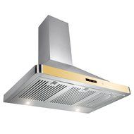 GOLDEN VANTAGE 36" Wall Mount Stainless Steel Ductless Range Hood Kitchen Vent With Golden Control Panel GV-63190D-GLD+CF N5