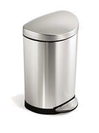 simplehuman Semi-Round Step Trash Can, White Steel, 10 L / 2.6 Gal N3