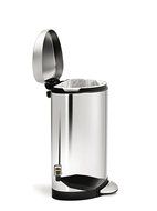 simplehuman Semi-Round Step Trash Can, White Steel, 10 L / 2.6 Gal N7