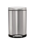 simplehuman Semi-Round Step Trash Can, White Steel, 10 L / 2.6 Gal N8