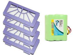 Neato XV Signature Battery and Filters - Kit Includes Neato Battery and 4 Filters (3500mAh, 7.2V, NI-MH)