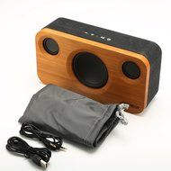ARCHEER 25W Bluetooth Speakers with Super Bass, Charging Port Upgraded, Bamboo Wood Home Speaker with Subwoofer N7