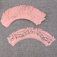 ROSENICE 50pcs Cupcake Wrappers, Girl Cake Paper Cups for Wedding Birthday Party (Pink) N3