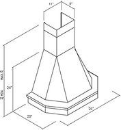 Range Hood Wall Mounted Wood 24" CHR-117 NT AIR. Made in Italy. N4