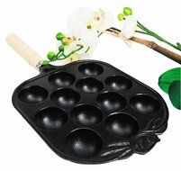 Personal Size Traditional Cast Iron Japanese Takoyaki And Dessert Cake Cooking Pan N2