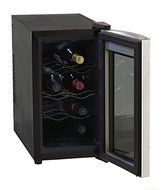 AVANTI 8 BOTTLE THERMOELECTRIC WINE COOLER - BLACK CABINET W/STAINLESS STEEL FRONT FINISH AND GLASS DOOR