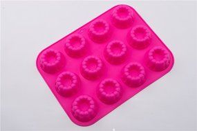 12 Cavity Flower Shape Silicone Cake Pudding Ice Mold Soft Soap Craft Resin Making Mould N3