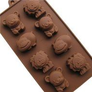 WOWAROSHI 1PCS Silicone Mold 8 animals chocolates mold lion hippo bear cookies molds