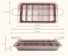 Astra Gourmet Nonstick Carbon Steel Precut Brownie Pan Set,12-inch by 8-inch by 1 1/2-inch(Champagne Gold) N2