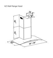 Z Line KZ-30 Stainless Steel Wall Mount Range Hood, 30 inch N3