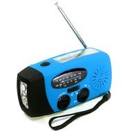 Blue Emergency Radio Solar Hand Crank AM/FM LED Flashlight Phone Charger
