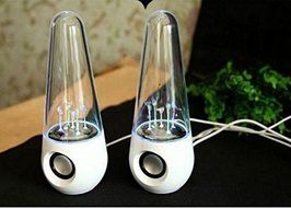 WELLENTWhite Colorful Tumbler Music Fountain Dancing Water USB Power LED Light Mini Speaker N2