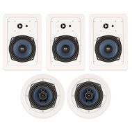 Blue Octave RH-535 In Wall and In Ceiling Speakers Home Theater Surround Sound 5 Speaker Set