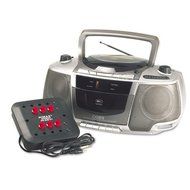 AmpliVox Six-Station Listening Center/Boombox Gray Top loading CD player AM/FM Stereo Tuner