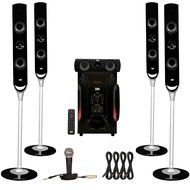 Acoustic Audio AAT1000 Tower 5.1 Speaker System with Mic Powered Sub and 4 Extension Cables