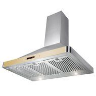 GOLDEN VANTAGE 36" Wall Mount Stainless Steel Ductless Range Hood Kitchen Vent With Golden Control Panel GV-63190D-GLD+CF N6