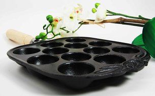 Personal Size Traditional Cast Iron Japanese Takoyaki And Dessert Cake Cooking Pan N3