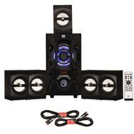 Blue Octave B53 Home Theater 5.1 Bluetooth Speaker System with FM and LEDs and 2 Extension Cables N2