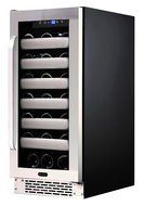 Whynter BWR-331SL Elite 33 Bottle Seamless Door Single Zone Built-in Wine Refrigerator, Stainless Steel/Black N2