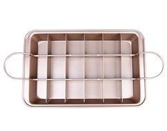 Astra Gourmet Nonstick Carbon Steel Precut Brownie Pan Set,12-inch by 8-inch by 1 1/2-inch(Champagne Gold) N3