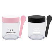[1+1] TEASCAFE Cereal Spoon Canister, 15oz, 2Piece - Containing a spoon on the lid (Bear Black lid-Urban Black... N9