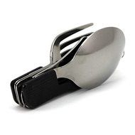 Multi-function Outdoor Camping Picnic Tableware Stainless Steel Cutlery 4 in 1 Folding Spoon Fork Knife&amp;Bottle...