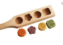 D-Sun Wooden Pasta Cake Steamed Pumpkin Pie Pasta Rice Cake Green Bean Cake Wooden Baking Mold N4