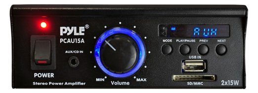 Pyle Home PCAU15A 2 x 15 Watts Mini Power Amplifier with LED Display N23