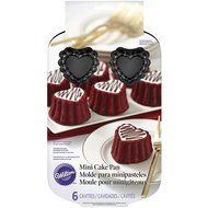 Wilton 2105-0771 Valentine Nonstick 6-Cavity Ruffled Heart Mini Cake Pan