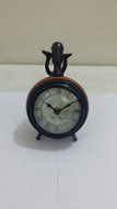 NAUTICAL MARITIME ~ RED LEATHER POWDER COATED DESKTOP ~ SMALL TABLE CLOCK ~ WORKING CLOCK