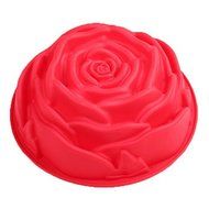 Luniquz 9&quot; Rose Flower Cake Mold Non-stick Silicone Baking Mould -Red N3
