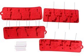 Juvale Silicone Christmas Holiday Chocolate Lollipop Sucker Mold Set Hard Candy Heat Resistant Includes 100 Lollipop... N4