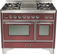 40" - 5 Burner Dual Fuel Range + Griddle with Convection Oven Finish: Burgundy