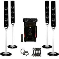 Acoustic Audio AAT1000 Tower 5.1 Speaker System with Optical Input and 4 Extension Cables
