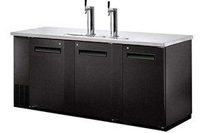 UDD-24-72 Black Kegerator / Beer Dispenser with 2 Tap Towers - (3) 1/2 Keg Capacity