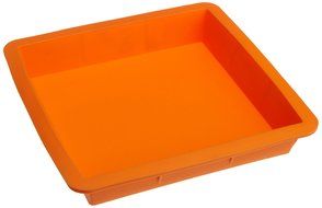 Casabella Silicone 8.25 Inch Square Cake Pan, Orange N3
