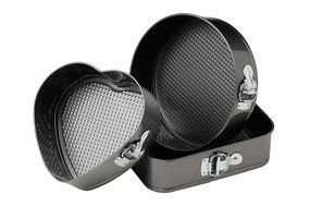 3 Piece Non Stick Heart, Round &amp; Square Cake Pan Set N6