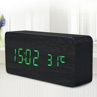 Aosis&reg; Green LED Wooden Alarm Clock Time Temperature Week Calendar Display for Home Office N7