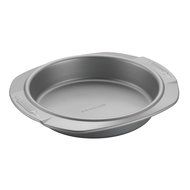 Cake Boss Deluxe Nonstick Bakeware 9-Inch Round Cake Pan, Gray with Red Silicone Grips N2